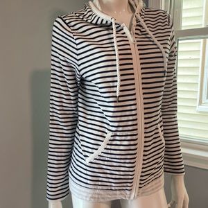 Talbots Striped Zip Hoodie